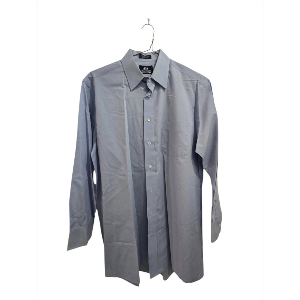 Stafford Men's‎ Light Blue Wrinkle Free Long Sleeve Dress Shirt 16.5 32/33